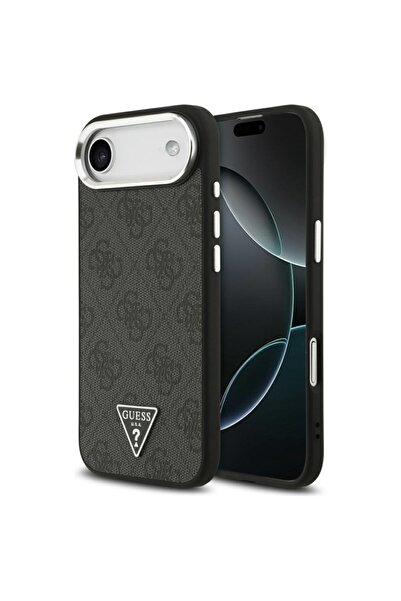 Guess Калъф за iPhone 17 Air, Твърд калъф 4G с триъгълно лого MagSafe, Черен