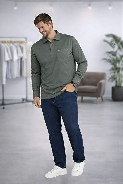 YAKAMEL Men's Shirt Collar Combed Cotton Buttoned Sleeves Shoulder Pad Pcs Tr...