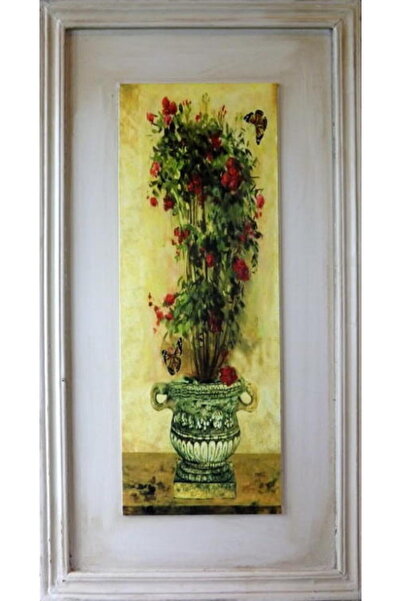 Goliat Kompozycja Kwiatów w Donicy 2 z Efektem Postarzania, Obraz 30 x 56 cm ...