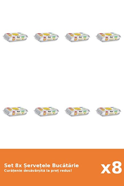 Sleepy Set of 8 Easy Clean Kitchen Wet Cleaning Wipes, with Lemon Oil, 50 pcs