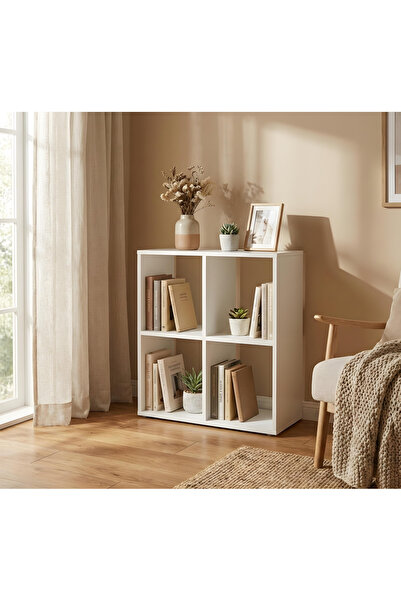 Ysf Ravoni Home Premium MDF 4 Bölmeli Küp Kitaplık - Dekoratif Düzenleyici Ra...