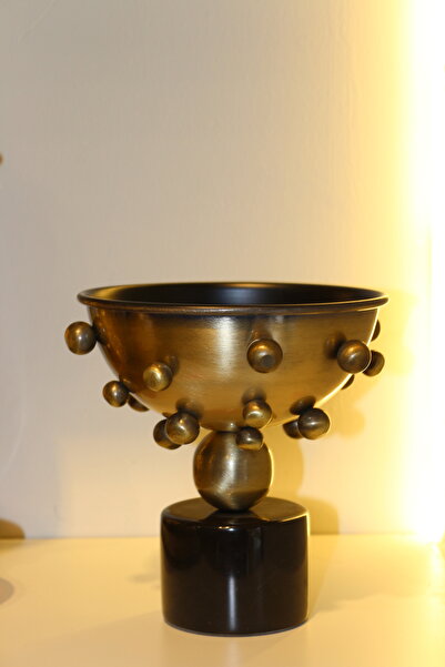 tuan design Pirinç Top Detay Mermer Ayak Dekoratif Kase