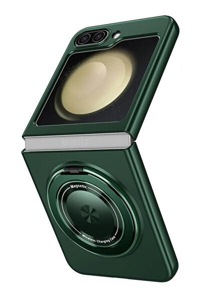 OEM Magnetic Kickstand Protective Case for Samsung Galaxy Z Flip 5, Dark Green