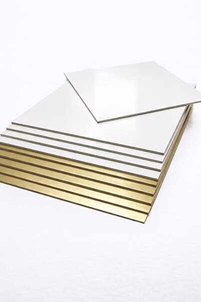 Ege Concept Life 25x25 Pasta Tabanı | Çift Taraflı Gold Beyaz Sunum Altlığı (...