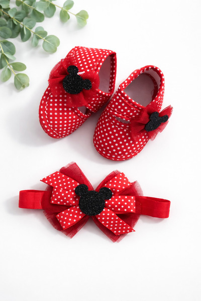 moukou 0-3 Ay Bebek Bandana Patik Seti Hediyelik Ayakkabı