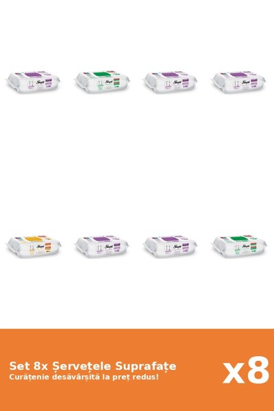 Sleepy Set 8 Șervețele Suprafațe Sleepy: Clasic, White Soap