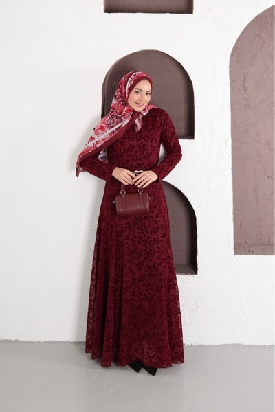 butik hira Flock Print Tulle Dress