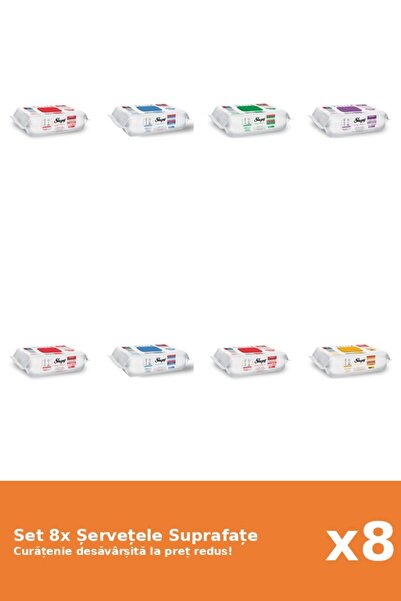 Sleepy Set 8 Șervețele Suprafațe Sleepy: Clasic, Bleach, White Soap