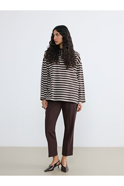 LC Waikiki Lcw Modest Brown Loose Fit Women's Trousers with Elastic Waist