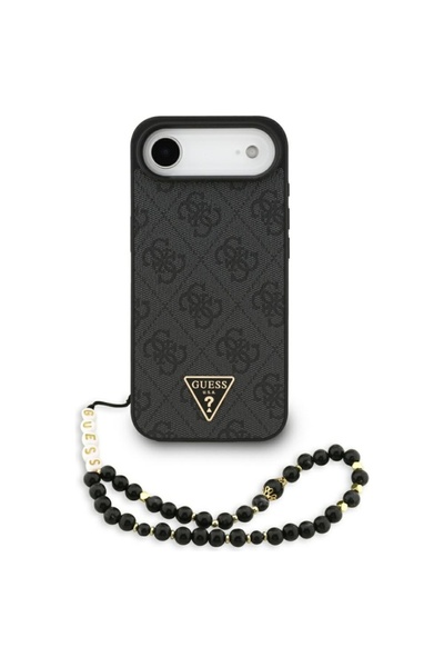 Guess Case for iPhone 17 Air, Hardcase 4G Triangle Logo MagSafe with Cord Str...