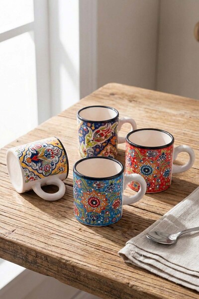 EvaniLife Espresso Kupa Seti 4’lü – Seramik Kahve Kupası Takımı – Modern Küçü...