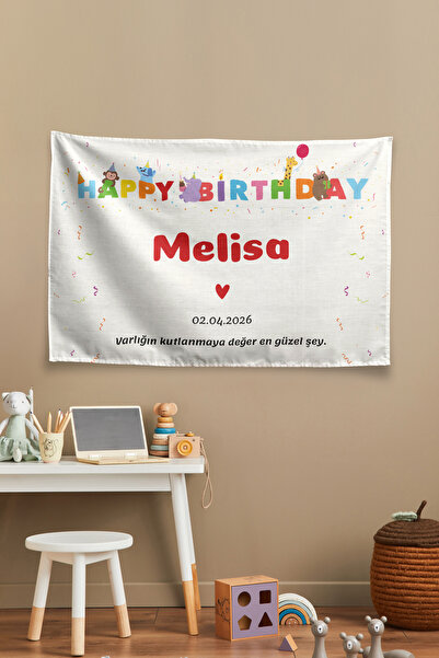 Vagonik Kişiye Özel İsimli Doğum Günü Happy Birthday Duvar Örtüsü Hediyelik A...