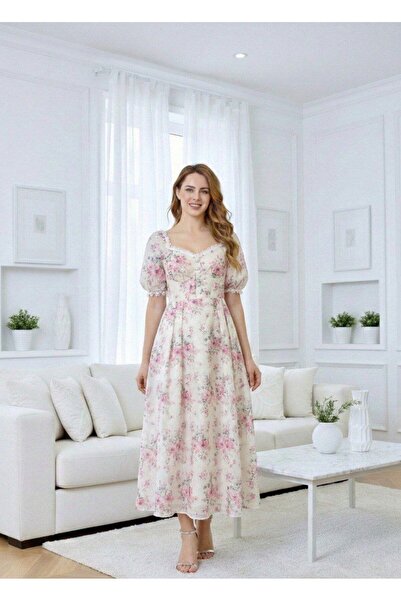 alqarat "Rosette" Floral-Print Midi Dress