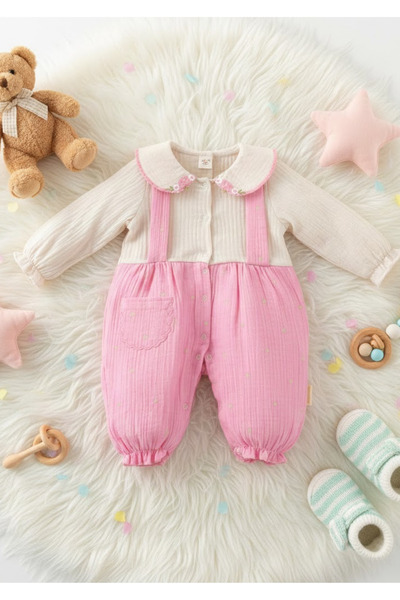The Clover Baby Salopet Set - Set of 2 with Ruffled Embroidered Collar Shirt