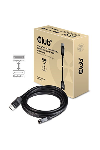 Club 3D CLUB3D DisplayPort 1.4 Extension Cable 8K60Hz DSC 1.2 HBR3 HDR Bidire...