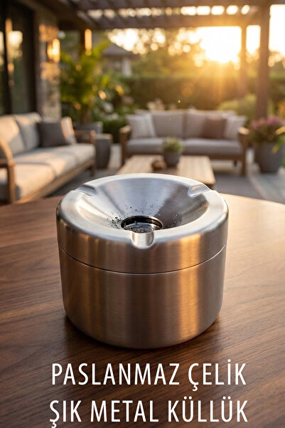 FİTHOME 10 ADET Şık Metal Paslanmaz Çelik Kokusuz Kül Tablası Küllük Otel Res...