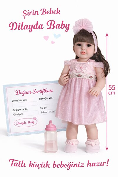 ZİVENTA 55CM Gerçekçi Et Bebek Aksesuarlı Gerçek Bebek Hissi %100 Silikon Yum...