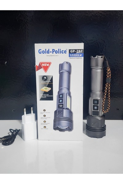 ck GOLD POLİCE GP 282 10000 LÜMEN ŞARZ GÖSTERGELİ EL FENERİ