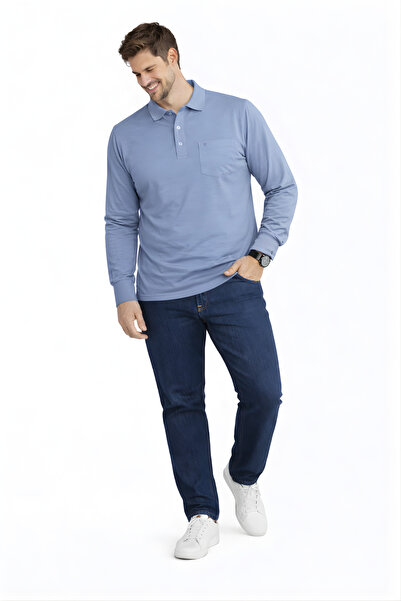 YAKAMEL Men's Shirt Collar Long Sleeve Cuffed Interlock