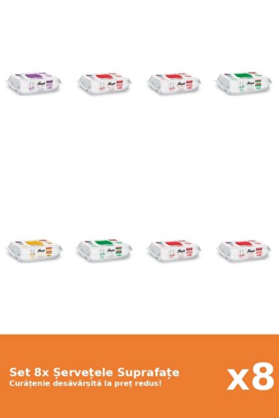 Sleepy Set 8 Șervețele Suprafațe Sleepy: Clasic, White Soap