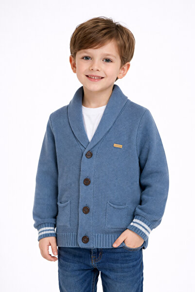 Minora Boy's Indigo Buttoned Knitwear Cardigan 2-5 Years