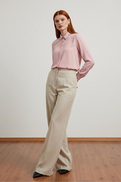 PERA MODA Basic Stylish Shirt with Stones on the Collar That Don'T Show through