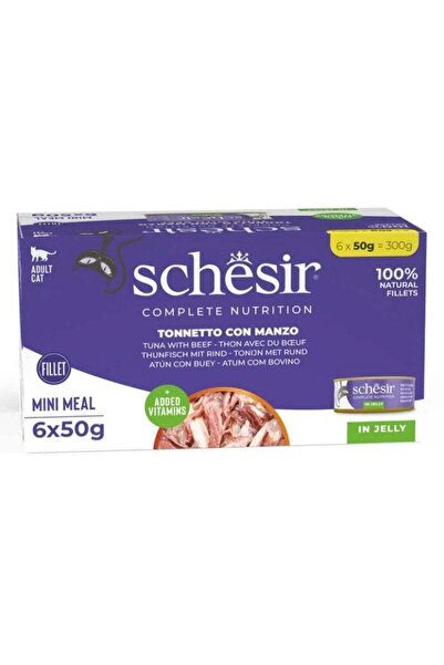 Schesir Small Meal Complete Nutrition for Adult Cats – Tuna with Beef in Jell...