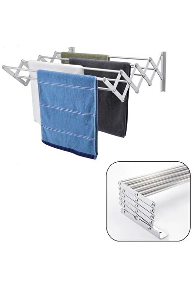 özgürce Açıklamalı Çamaşır Balkon Kurutma Askısı, 70cm, 9 Çubuk, Alüminyum, D...