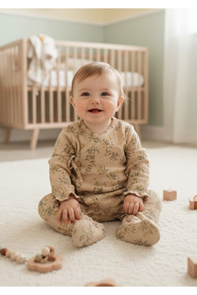 The Clover Baby Retro Floral Jumpsuit with Cotton Pairs of Booties