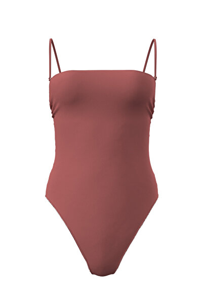 Calvin Klein Women's Strapless Dusty Cedar One Piece Swimsuit