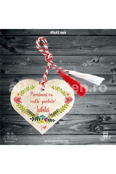 LimArt Martisor Linen snur d Linen lemn with imioara "many smiling springs! "...