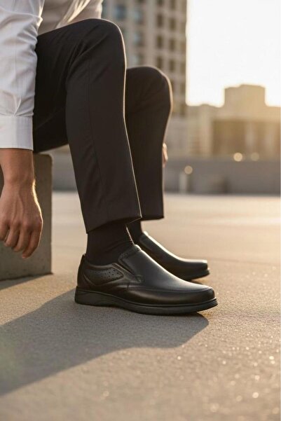 Carefree Men's Leather Black Anatomical Daily Comfort Shoes M960