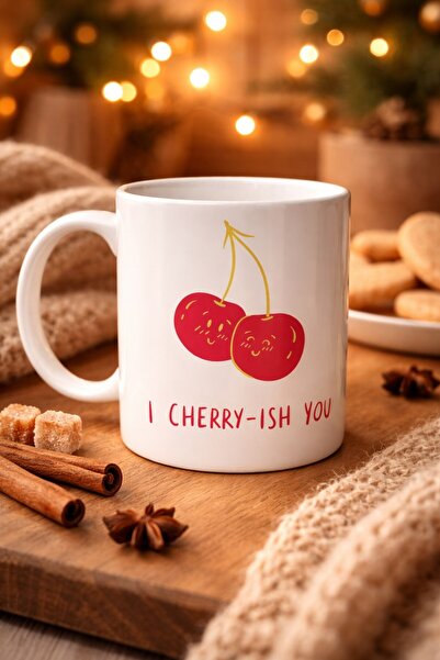 sylar موديل 26 – كوب بورسلين بتصميم الكرز اللطيف مع كتابة I Cherry-Ish You - ...