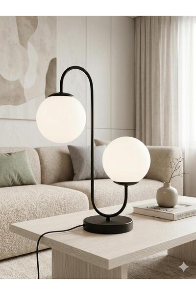 Emg DesiGn مصباح طاولة بتصميم عصري مع غطاء زجاجي وسلك للتوصيل والتشغيل