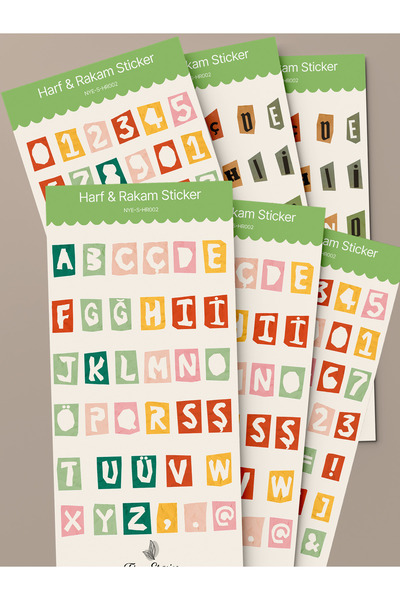 tinystoriestr Set de autocolante cu litere și numere, 6 coli – Alfabet/Agendă...