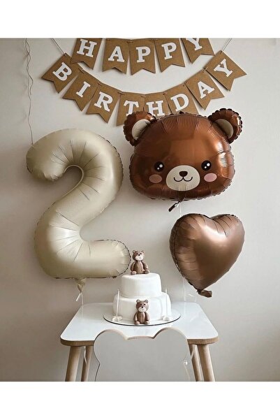 Çemrek Süs Parti Set de 4 baloane retro crem bej cu numere, din folie, kraft,...