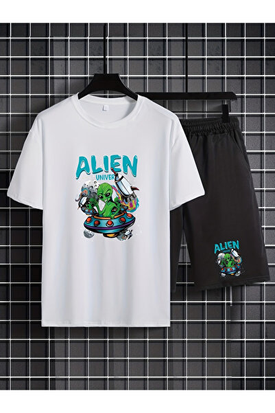 Rayan & Hoor Style Aline Printed Bottom Top Shorts T-Shirt Set- Oversized Rel...