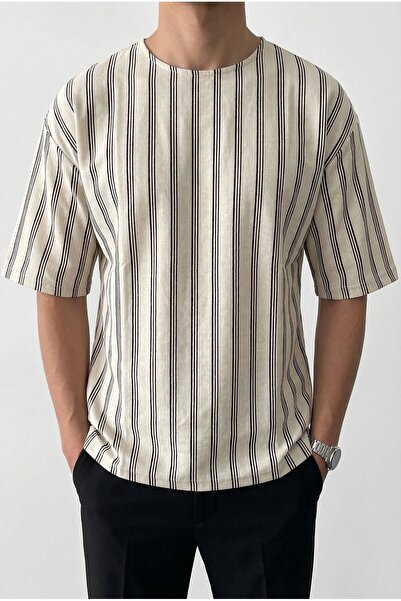 MADZEYMODA Model supradimensionat pentru bărbați, cu mânecă scurtă, negru ver...