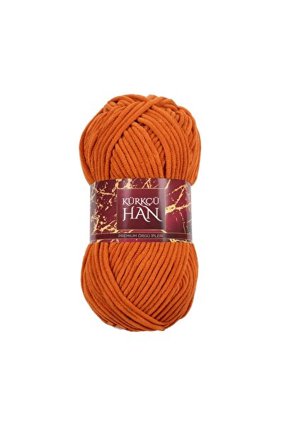 Kürkçü Han Kadife Yün Bakır Turuncu 100 gr %100 Polyester Yumuşak Pofuduk Örg...