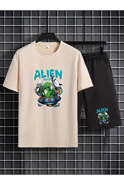 Rayan & Hoor Style Aline Printed Bottom Top Shorts T-Shirt Set- Oversized Rel...