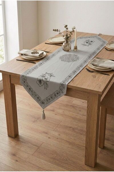 Komana Art Tasseled Tables with 5 Color Options Table Runner Modern & Traditi...