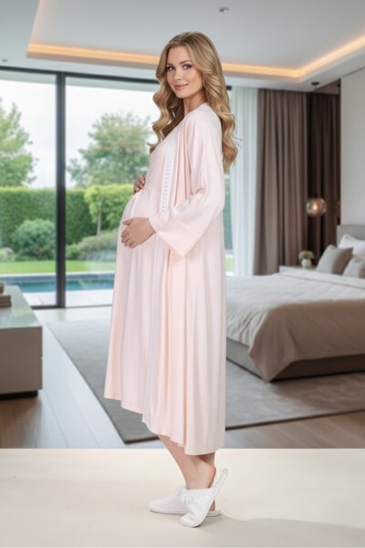 Lohussa New Season Powder Woven Summer Dressing Gown 100% Cotton Short Sleeve...