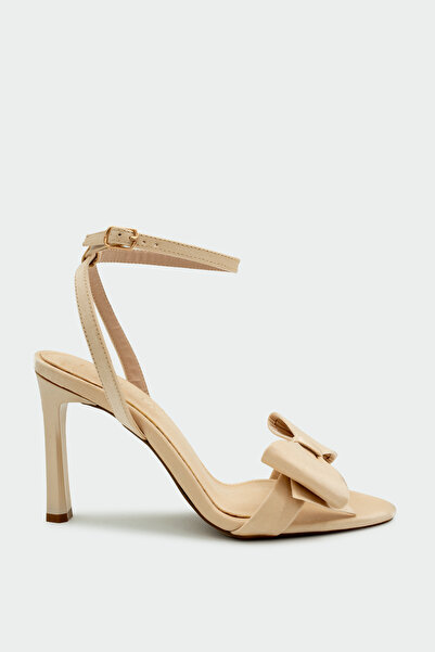 LAMİNTA Wanbi Bow Detail Ten Saten Women's Heeled Shoes