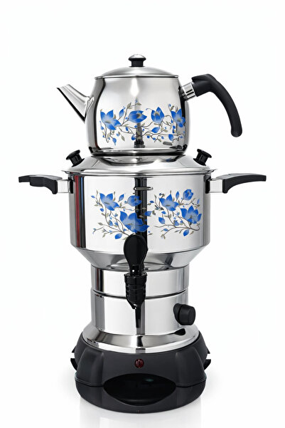 Armağan Elit Electric Samovar - 4.5 Liters - Black Metal Parts - Blue Floral ...