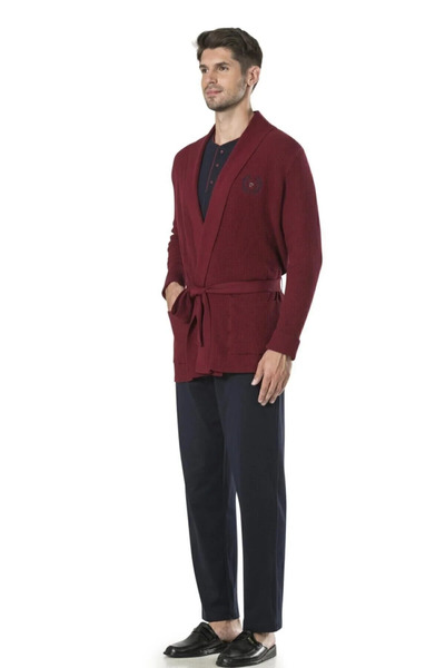 Pierre Cardin Men's 5-Piece Half-Collar Placketed Knitwear Comfortable Robe B...