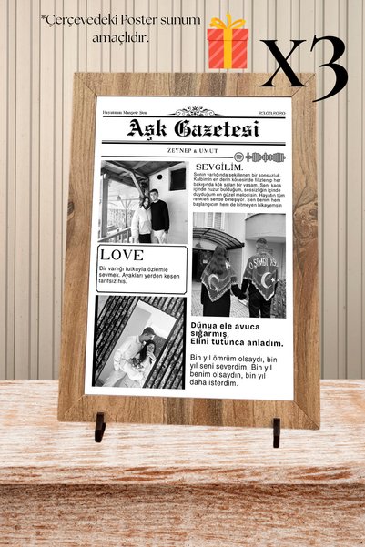 nevty a new world A4 Premium MDF Çerçeve 3’lü Set | Metal Baskı Poster Hediye...