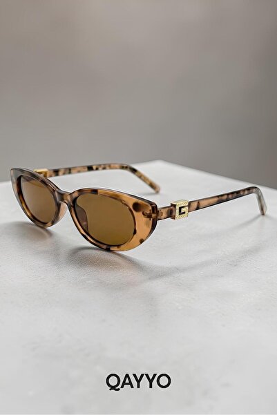 QAYYO Accessories Gucc Slim Leopard Brown Uv400 Protected Ultra Lightweight W...