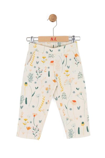 nk kids Baby Girl 1-4 Years Floral Print Linen Pants Cream