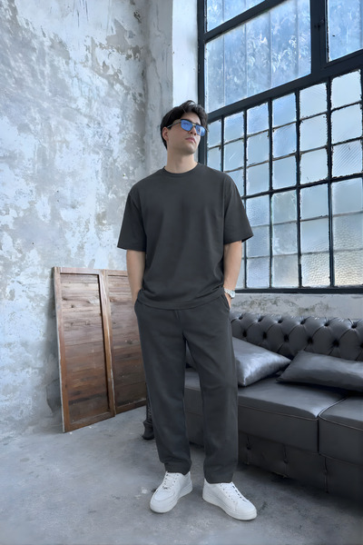 YAKAMEL Men's Short Sleeved Oversized Cycling Collar Relaxed Fit Waist Tie Tr...