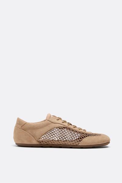Stradivarius Faux suede mesh trainers
